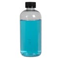 12 oz. Clear PET Traditional Boston Round Bottle with 24/400 Black Ribbed CRC Cap with F217 Liner