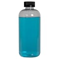 16 oz. Clear PET Traditional Boston Round Bottle with 28/400 Black Ribbed CRC Cap with F217 Liner