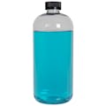 32 oz. Clear PET Traditional Boston Round Bottle with 28/400 Black Ribbed CRC Cap with F217 Liner