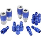 14-Piece ColorConnex® Blue Automotive (Type C) Air Hose Coupler & Plug Kit