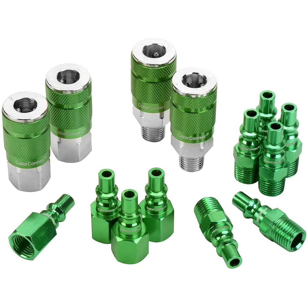 14-Piece ColorConnex® Green ARO (Type B) Air Hose Coupler & Plug