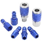 7-Piece ColorConnex® Blue Automotive (Type C) Air Hose Coupler & Plug Kit