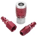 3-Piece ColorConnex® Red Industrial (Type D) Air Hose Coupler & Plug Kit