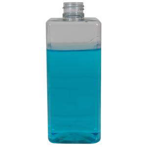 14 oz. Clear PET Square Bottle with 24/410 Neck (Cap Sold Separately)