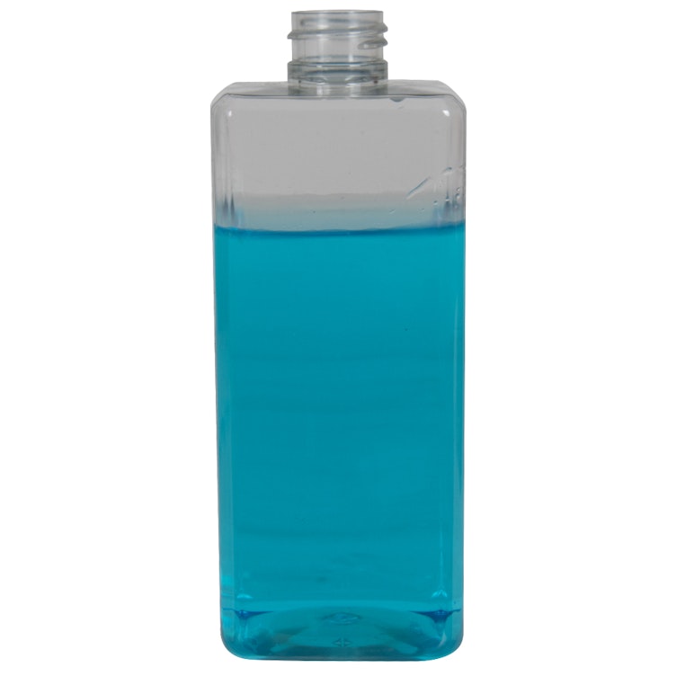 14 oz. Clear PET Square Bottle with 24/410 Neck (Cap Sold Separately)