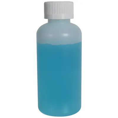 4 oz. Natural HDPE Boston Round Bottle with 24/400 White Ribbed CRC Cap with F217 Liner