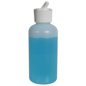 4 oz. Natural HDPE Boston Round Bottle with 24/410 White Ribbed Flip-Top Dispensing Cap