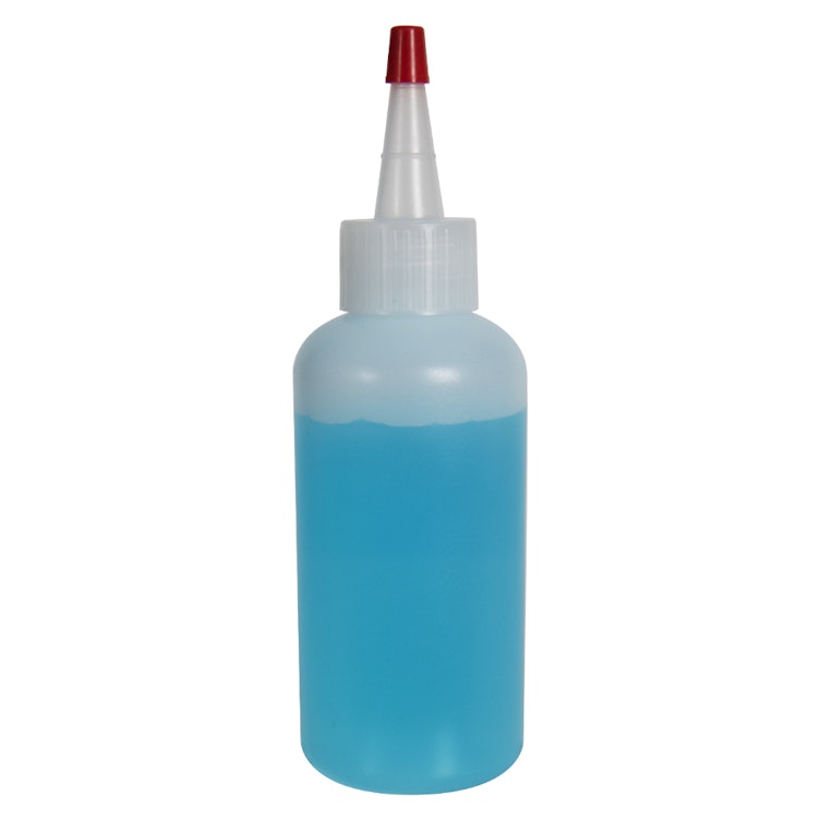 4 oz. Natural HDPE Boston Round Bottle with 24/410 Natural Yorker Dispensing Cap