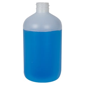 16 oz. Natural HDPE Boston Round Bottle with 28/400 Neck (Cap Sold Separately)