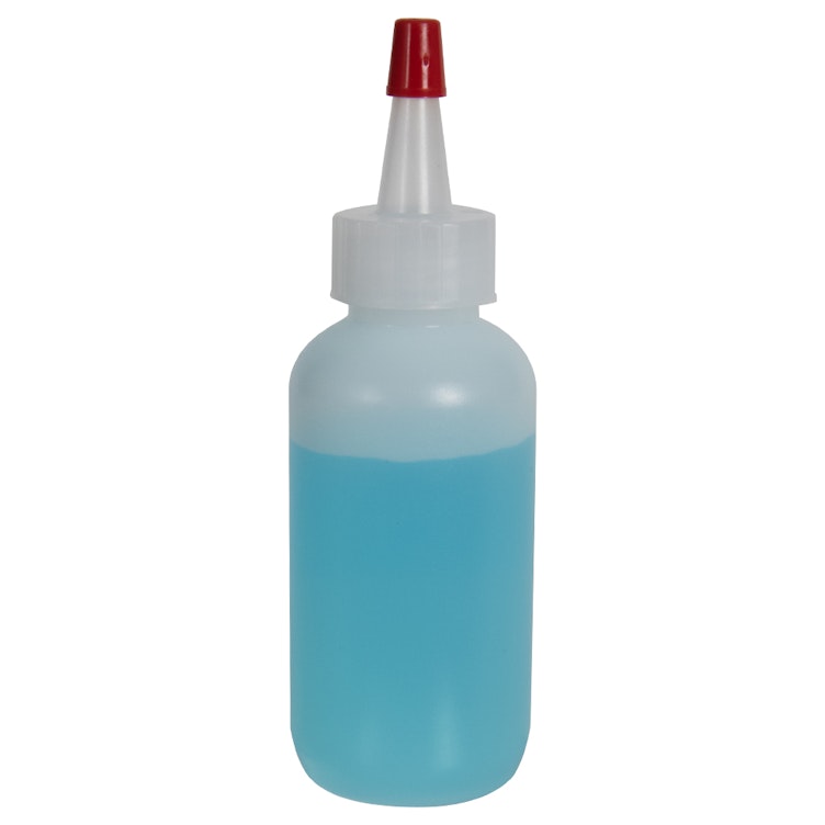 2 oz. Natural HDPE Boston Round Bottle with 20/400 Natural Yorker Dispensing Cap