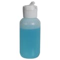 2 oz. Natural HDPE Boston Round Bottle with 20/410 White Ribbed Flip-Top Dispensing Cap