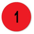 Number "1" Round Paper Label with Red Background - 2" Dia.