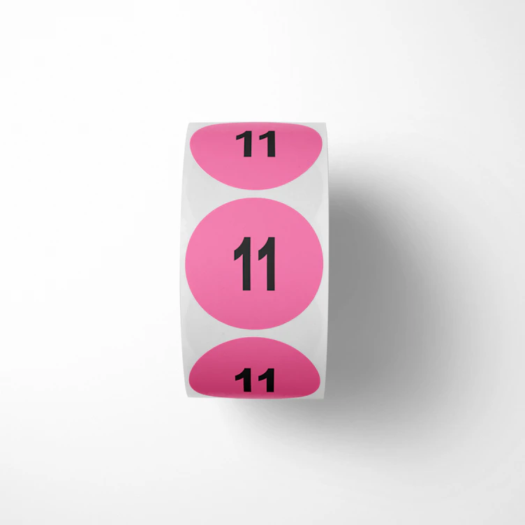 Numbers "1-12" Round Paper Labels - 2" Dia.