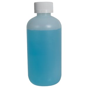 8 oz. Natural HDPE Boston Round Bottle with 24/400 White Ribbed CRC Cap with F217 Liner