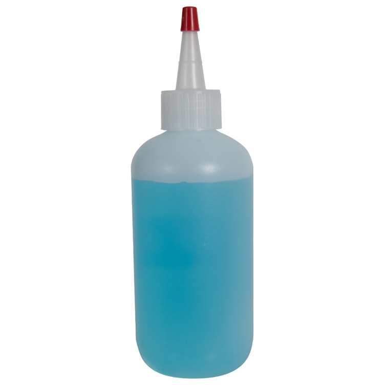 8 oz. Natural HDPE Boston Round Bottle with 24/410 Natural Yorker Dispensing Cap
