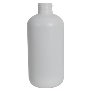 8 oz. White HDPE Boston Round Bottle with 24/410 Neck (Cap Sold Separately)