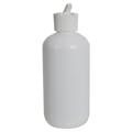 8 oz. White HDPE Boston Round Bottle with 24/410 White Ribbed Flip-Top Dispensing Cap
