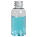 2 oz. Clear PET Traditional Boston Round Bottle with 20/410 Brushed Silver Aluminum Cap with Foam Liner