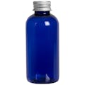 4 oz. Cobalt Blue PET Traditional Boston Round Bottle with 24/410 Brushed Silver Aluminum Cap with Foam Liner