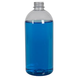 22 oz. Clear PET Squat Boston Round Bottle with 28/400 Neck (Cap Sold Separately)