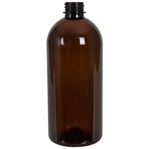 22 oz. Light Amber PET Squat Boston Round Bottle with 28/400 Neck (Cap Sold Separately)