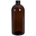 22 oz. Light Amber PET Squat Boston Round Bottle with 28/400 Neck (Cap Sold Separately)
