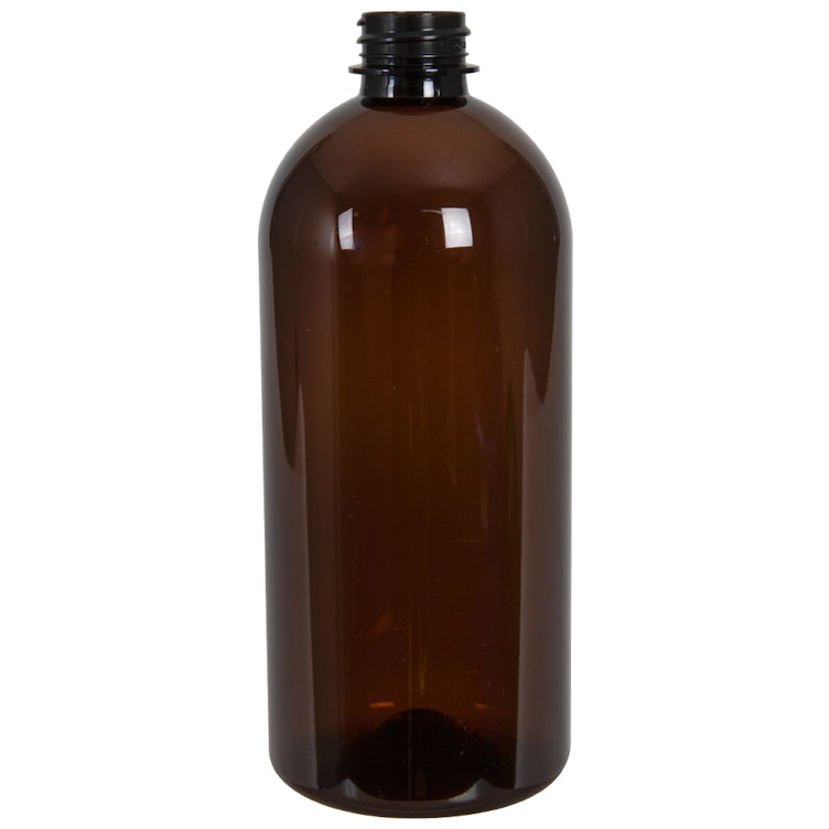22 oz. Light Amber PET Squat Boston Round Bottle with 28/400 Neck (Cap Sold Separately)