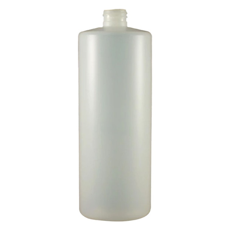 32 oz. Natural HDPE Flame-Treated Cylindrical Sample Bottle with 28/410 Neck (Sprayer or Cap Sold Separately)