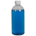 22 oz. Clear PET Squat Boston Round Bottle with 28/400 White Ribbed CRC Cap with F217 Liner