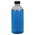 22 oz. Clear PET Squat Boston Round Bottle with 28/400 Black Ribbed CRC Cap with F217 Liner