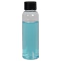 2 oz. Clear PET High Clarity Cosmo Round Bottle with 20/410 Black Ribbed Cap with F217 Liner
