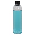 4 oz. Clear PET High Clarity Cosmo Round Bottle with 20/410 Black Ribbed Cap with F217 Liner