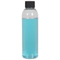 6 oz. Clear PET High Clarity Cosmo Round Bottle with 24/410 Black Ribbed Cap with F217 Liner