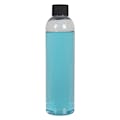 8 oz. Clear PET High Clarity Cosmo Round Bottle with 24/410 Black Ribbed Cap with F217 Liner
