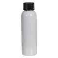 2 oz. White PET Cosmo Round Bottle with 20/410 Black Ribbed Cap with F217 Liner