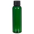 2 oz. Dark Green PET Cosmo Round Bottle with 20/410 Black Ribbed Cap with F217 Liner