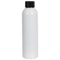 4 oz. White PET Cosmo Round Bottle with 20/410 Black Ribbed Cap with F217 Liner