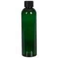 4 oz. Dark Green PET Cosmo Round Bottle with 20/410 Black Ribbed Cap with F217 Liner