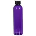 4 oz. Purple PET Cosmo Round Bottle with 20/410 Black Ribbed Cap with F217 Liner