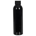 6 oz. Black PET Cosmo Round Bottle with 24/410 Black Ribbed Cap with F217 Liner