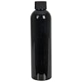 8 oz. Black PET Cosmo Round Bottle with 24/410 Black Ribbed Cap with F217 Liner