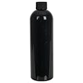 12 oz. Black PET Cosmo Round Bottle with 24/410 Black Ribbed Cap with F217 Liner