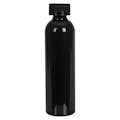4 oz. Black PET Cosmo Round Bottle with 20/400 Black Ribbed CRC Cap with F217 Liner