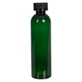 4 oz. Dark Green PET Cosmo Round Bottle with 20/400 Black Ribbed CRC Cap with F217 Liner