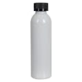 6 oz. White PET Cosmo Round Bottle with 24/400 Black Ribbed CRC Cap with F217 Liner
