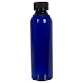 6 oz. Cobalt Blue PET Cosmo Round Bottle with 24/400 Black Ribbed CRC Cap with F217 Liner
