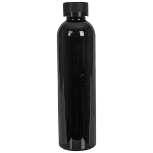 8 oz. Black PET Cosmo Round Bottle with 24/400 Black Ribbed CRC Cap with F217 Liner
