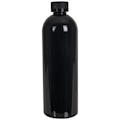 16 oz. Black PET Cosmo Round Bottle with 24/400 Black Ribbed CRC Cap with F217 Liner