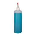 32 oz. Natural HDPE Flame-Treated Cylindrical Sample Bottle with 28/410 Natural Yorker Dispensing Cap with Regular Red Tip