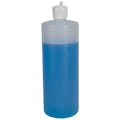 32 oz. Natural HDPE Flame-Treated Cylindrical Sample Bottle with 28/410 White Ribbed Flip-Top Dispensing Cap